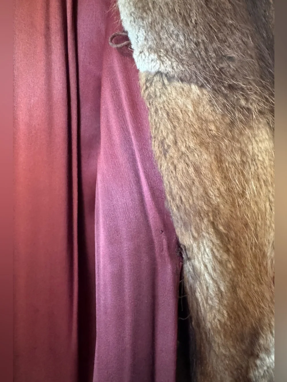 1940s Vintage Women's Knee Length Fur Coat - Brown Patchwork